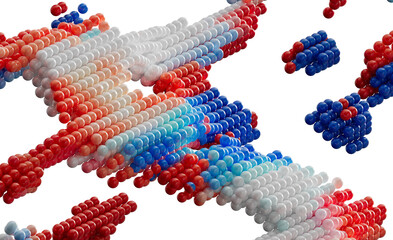 Leinwandbilder - Abstract 3D Render of Colorful Balls, Red, White, Blue, Sphere, Texture, Background, Design, Modern, Creative, Geometric, Art, Illustration, Pattern, Graphic, Technology, Scien