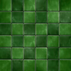 Poster - Glossy Green Square Tiles in Uniform Arrangement Creating a Textured Background Ideal for Interior Design and Home Decor Projects