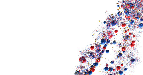 Aufkleber - Abstract Background with Colorful Spheres: Red, Blue, and Gold Bubbles Floating on White