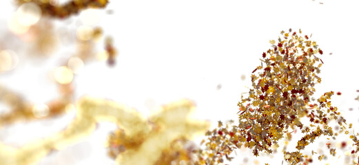 Poster - Abstract image of gold and red star confetti falling on white background. Festive backdrop.