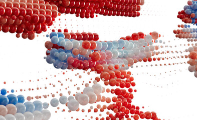 Leinwandbilder - Abstract 3D Render of Red Blue and White Bubbles