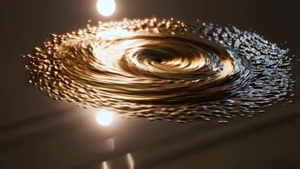 Poster - Fluid motion of swirling liquid with glittering gold particles, creating a mesmerizing, hypnotic vortex effect, and a glimmering metallic texture.