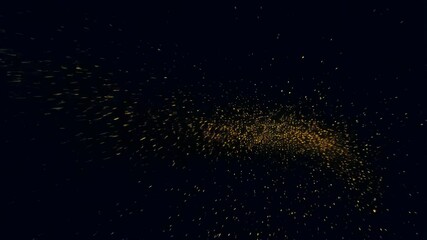 Poster - Golden glittering particles forming a path on a dark background with a magical and festive look for backgrounds and abstract designs.