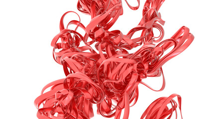 Aufkleber - Dynamic red ribbons create an abstract, swirling design. Perfect for modern backgrounds or artistic projects.