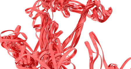 Poster - High-resolution image of swirling red ribbons, perfect for backgrounds, design projects, and artistic concepts.