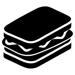 Poster - Classic Sandwich Icon in Vector Silhouette Format Transparent Background