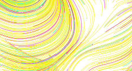 Aufkleber - Vibrant swirls of yellow, pink, and teal lines on white background. Perfect for modern designs.