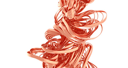Aufkleber - Modern, abstract art featuring a swirling copper wire sculpture. Perfect for design, technology, and luxury themes.