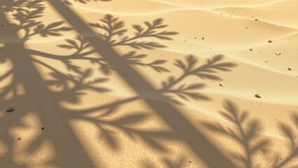 Poster - digital rendering of soft shadow shapes on a smooth sandy colored surface, in a dreamy style, Generative AI