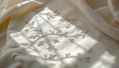 Poster - line art of shadow patterns on a light fabric, emphasizing the delicate interplay of light and shadow