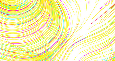 Aufkleber - Colorful abstract background with swirling yellow lines and dots. Perfect for modern designs.