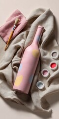 Aufkleber - Pastel DIY Craft Artistry Soft Color Decoupage Bottle Styling with Acrylic Palette - Creative Home Decor Trend and Mindful Crafting Inspiration