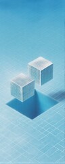 Fototapete - Metaverse Geometry Innovative Digital Spatial Design with Floating Isometric Cubes - Emerging Web3 Visual Branding and Immersive Technology Concept