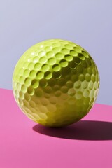 Poster - Minimalist Golf Innovation Neon Lime Golf Ball Showcasing Precision Engineering and Advanced Dimple Technology for Pro Performance Retail