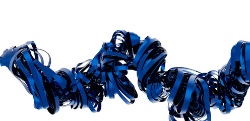 Aufkleber - Dynamic blue ribbons swirl in a 3D abstract design. Perfect for tech, modern, or artistic projects.