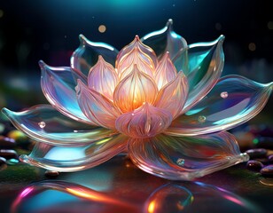 Fototapete - transparent glass lotus flower