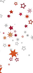 Leinwandbilder - Festive background with red, orange, and silver stars. Perfect for holidays or celebrations.