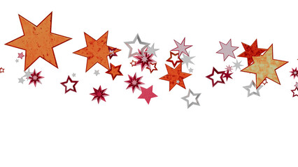 Poster - Beautiful background image featuring orange, red, and silver stars. Perfect for festive designs.