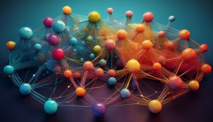 Leinwandbilder - a colorful network made of plastic spheres