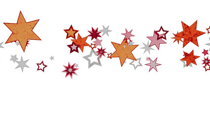 Fototapete - Background image of red, orange, and gray stars scattered on a white background. Perfect for holidays or celebrations.