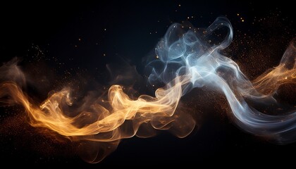 Fototapete - mystical smoke and light particles on black background