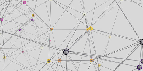 Fototapete - Complex network visualization with interconnected nodes. Ideal for technology, communication, and data concepts.