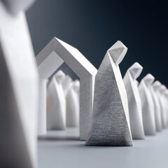 Aufkleber - Minimalist Urban Design Concept Geometric Origami Silhouettes Revealing Data-Driven Community Architecture and Innovative Municipal Planning Strategies