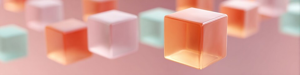Fototapete - Geometric Digital Transformation Pastel Blockchain Cubes Visualizing Network Architecture and Decentralized Data Infrastructure for Enterprise Innovation