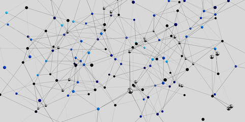 Leinwandbilder - 3D rendering of interconnected nodes.  Perfect for technology, network, or connection concepts.