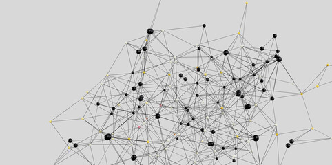 Poster - Abstract image depicting a complex network of interconnected nodes. Ideal for technology, data, and connection concepts.