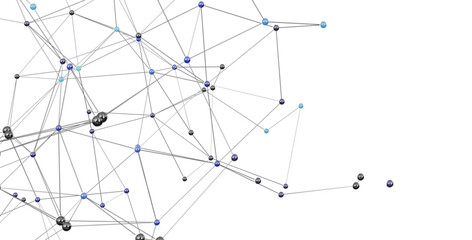 Poster - 3D rendering of a complex network, ideal for technology, connection, and global communication concepts.