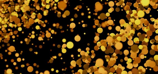 Fototapete - Abstract gold bokeh lights on black. Perfect for celebratory designs.