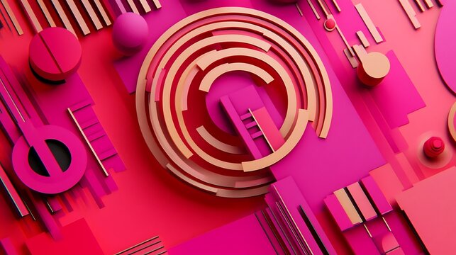 Abstract Pink Geometric Design.