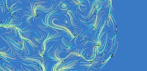 Poster - Artistic swirls and lines on a blue backdrop. Perfect for design projects needing a unique texture.