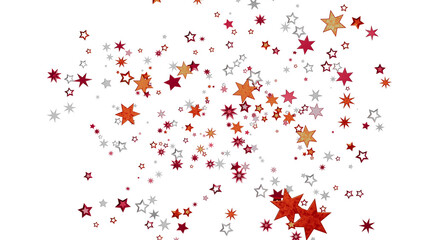 Poster - Festive background with scattered stars in red, orange, and silver. Perfect for holidays or celebrations.