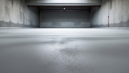 Poster - Wide Open Garage Scene Featuring Concrete Wall Background