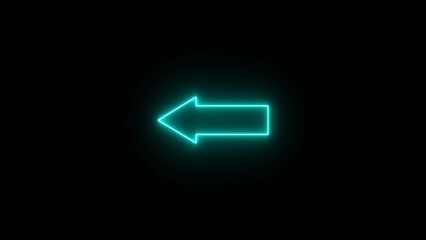 Wall Mural - Glowing neon light arrow icon illustration. neon road sign. Abstract directional arrow icon on black background.