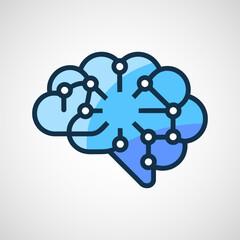 Poster - Artificial Intelligence brain icon, Brain sign symbol for website or app