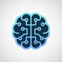 Poster - Artificial Intelligence brain icon, Brain sign symbol for website or app