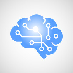 Poster - Artificial Intelligence brain icon, Brain sign symbol for website or app