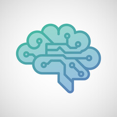 Poster - Artificial Intelligence brain icon, Brain sign symbol for website or app