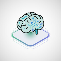 Poster - Artificial Intelligence brain icon, Brain sign symbol for website or app