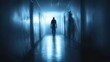 © dextro - Eerie Figure in a Dim Corridor: A Ghostly Encounter in a Haunted Building