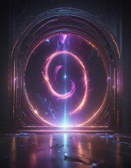 Wall Mural - Cosmic energy pulses, rippling portal, vibrant shimmer ,  swirling,  ethereal,  background