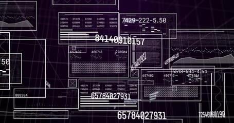 Poster - Purple beam sweeping across wireframe panels updating numeric fields and reorganizing panels