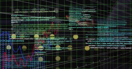 Aufkleber - After moment rendering grid with spheres fading code and tracing charts representing data