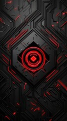 Poster - Glowing Red and Black Circuit Board Abstract Background