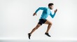 © AlfaSmart - Dynamic athlete running in mid-air pose for fitness and sports inspiration
