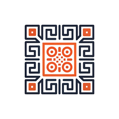 Aufkleber - Abstract geometric pattern design with orange and dark blue