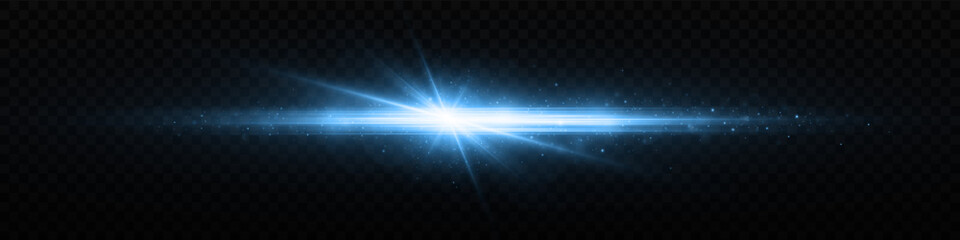 Wall Mural - magical horizontal lens flares, laser beams. sparkling flare of lines. glowing explode of star.